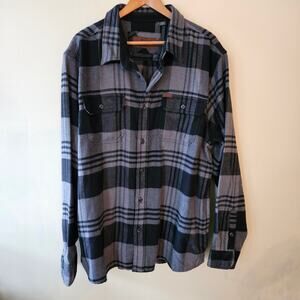 Orvis Men's Big Bear Shirt Jacket XXL Heav Flannel Gray Plaid Shacket Outdoor